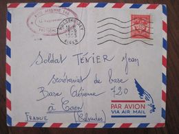 Algérie France 1955 Base Aerienne 148 BA Hussein Dey Par Avion Air Mail Lettre Enveloppe Cover Colonie FM - Cartas & Documentos