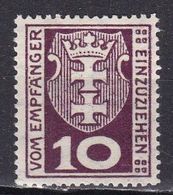 Danzica, 1921/22 - 10pf Coat Of Arms - Nr.J1 MNH** - Strafport