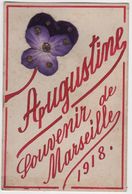 Carte Travail De Poilu Peint Main Ajouti Tissu Paillettes Pensée Prénom Augustine Souvenir Marseille 1918 - Firstnames