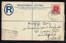 GAMBIA KG5 REGISTERED ENVELOPE 1920 - Gambia (...-1964)