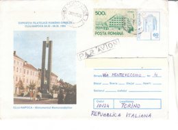 A3749 - ROMANIA 500 Lei Su Busta Affrancata 60 Lei Per Italia  VG Cluj Napoca-Torino 1995 - Marcophilie