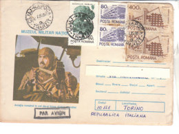 A3751 - ROMANIA 2x400+ 2x80 + 60 Lei Su Busta AVIAZIONE MUZEUL MILITAR Per Italia  VG Cluj-Napoca-Torino 1995 - Marcofilia