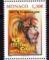 MONACO, 2019, MNH, CIRCUS, 43rd MONTE CARLO CIRCUS  FESTIVAL , LIONS,  1v - Cirque