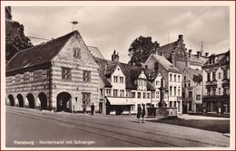 Flensburg * Nordermarkt Mit Schrangen, Brunnen, Geschäfte * Deutschland * AK2695 - Flensburg