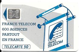 CARTE-PUBLIC-600 AGENCES-50U-Te11C..510.V1-SC4An-OFFSET Glacé-Trou6-Pe 22878-Double Frappe-UTILISE-TBE-RARE - 600 Agences