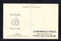 Tamponnée M.F. 1955 : " REMPARTS DE BROUAGE (AUNIS) " Sur Carte Maximum. N° YT 1042. Parfait état. Voir Les 2 Scans. CM - 1950-1959