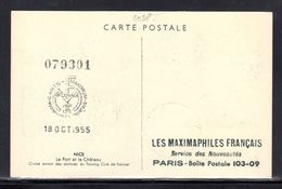 Tamponnée M.F 1955 : " LE PORT DE NICE " Sur Carte Maximum. N° YT 1038. Parfait état. Voir Les 2 Scans. CM - 1950-1959