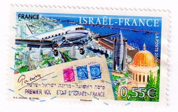 FRANCE 2008 PREMIER VOL ISRAEL FRANCE, OBLITÉRÉ SUR FRAGMENT - Used Stamps
