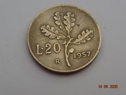 Une Piece 20 Lires Ramo Di Quercia 1957 - 20 Lire