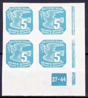 Boheme Et Moravie 1943 Mi 118 (Yv TPJ 12), (MNH)** Bloc De 4 Avec No De Planche 27-44,cadre De La Feuille 2x Interrompu - Neufs