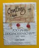 15040 - 700e Conthey 1990 Cuvée Spécilae Weinkellerei Aarau - 700 Años De La Confederación Helvética