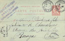 Cachet Commercial Chaussures Daburon 33 Rue Bressigny à ANGERS  Sur CP Entier Postal - 1900 – 1949