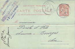 Cachet Commercial Epicerie Mercerie Chaussures Moreau-Janvier à VATAN Sur CP Entier Postal - 1900 – 1949