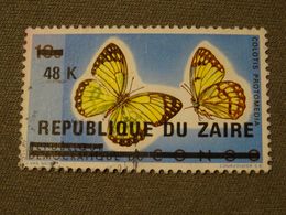 ZAIRE   1977 Provisoire  Papillon - Oblitérés