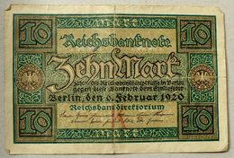 Reichsbanknote 10 Mark 06-02-1920 - 20 Mark