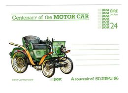 Irlande Eire Irland Irish Centenary Of The Motor Car Postal Stationery Entier Voiture Automobile - Entiers Postaux