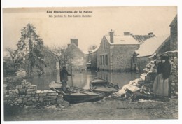 CPA 77 Les Jardins Du Bas Samois Inondés Inondations 1910 - Samois