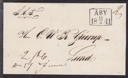 1841. SVERIGE. ÅBY 14 6 1841. To Lund. LUXUS.  () - JF109708 - ... - 1855 Prephilately