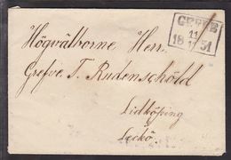 1851. SVERIGE. GEFLE 11 11 1851. To Grefve Rudenschöld, Leckö, Lidköping.. () - JF109714 - ... - 1855 Prefilatelia