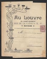 1908 BELGIQUE - PRÉOBLITÉRÉ 2C A GAND  - BANDE IMPRIMÉ ILLUSTRÉ PUBLICITÉ ART NOUVEAU - AU LOUVRE - Roulettes 1900-09