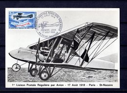 " PARIS-LE MANS-ST NAZAIRE " Sur Carte Maximum De 1968. Obl St Nazaire N° YT 1565 Parfait. état CM - Avions