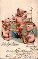 ! Ansichtskarte Hunde, Dogs, Bonzo, Musik, Saxophon, Jazz, 1931, Korneuburg, Wien - Dogs