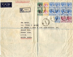 1952- Large Envelopp. From PENANG A  By Air Mail And REG.  Nice Franking  - Back, Transit Aden - Penang