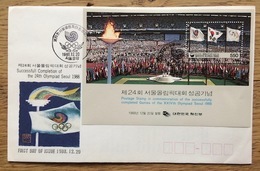 Coree Du Sud / South Korea 1988, FDC: Olympic Games Seoul Successfull Completion Of The 24th Olympiad - Sommer 1988: Seoul