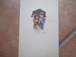 Donnine Woman Illustratore BOMPARD Coppia Ombrello 1922 - Bompard, S.
