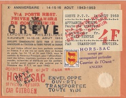 Lettre Grève De Saumur 1953 ( Par Avion Et Voiture Militaire ) ( Hors - Sac ) - Autres & Non Classés