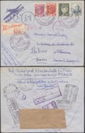 FRANCE Yv 505/6+523+524 SUR LETTRE REC PAR AVION DE PARIS 13/10/1943 VERS MAROC ESPAGNOL CENS+RETOUR (DD) DC-8047 - Otros & Sin Clasificación