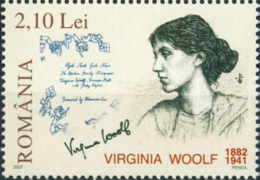 955  Virginia Woolf, Femme De Lettres - Literature Writer Signature: One Stamp From A Set Of 4. Author écrivain Autrice - Mujeres Famosas