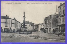 Carte Postale 63. Vic-le-Comte  Place De La Fontaine  Très Beau Plan - Vic Le Comte