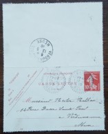 Carte Lettre - Semeuse 10c Rouge - VERRIERES Pour VERDUN - 1910 - Tarjetas Cartas