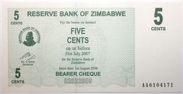 Zimbabwe - 5 Cents - 2006 - PICK 34 - NEUF - Simbabwe
