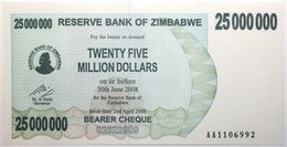 Zimbabwe - 25000000 Dollars - 2008 - PICK 56 - NEUF - Zimbabwe