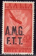 TRIESTE A 1947 VARIETÀ VARIETY AMG - FTT ITALIA ITALY OVERPRINTED POSTA AEREA RADIO LIRE 20 MNH - Airmail