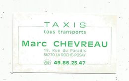 JC , Carte De Visite ,TAXIS MARC CHEVREAU ,86, LA ROCHE POSAY , 2 Scans - Cartes De Visite