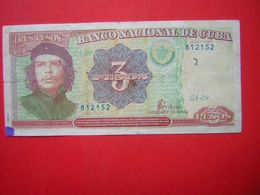 1 BILLET     BANCO NACIONAL DE CUBA  3 PESOS  1995  ERNESTO GUEVARA - Kuba