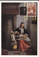 Carte-Maximum LIECHTENSTEIN N° Yvert 347D (Femme Par Pieter DE HOOCH) Obl Sp 1962 - Maximum Cards