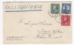 USA Brief Mit MIF Via S.S.Aquitania Nach Delitzsch Und Schöne Vignette - Storia Postale