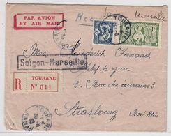 Vietnam 1933 FLP-R-Brief Von Saigon über Marseille Nach Strasburg AKs - Briefe U. Dokumente