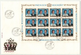 Luxembourg //  1981-1990 // Lettre Recommandée Mariage Princier En Feuillet De 12 Timbres - Briefe U. Dokumente