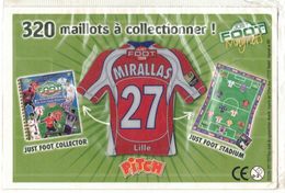 FOOTBALL ANNEE 2008 MAGNETS PUBLICITAIRE  JUST PITCH FOOT LILLE LOSC 27 JOUEUR MIRALLAS SOUS BLISTER - Deportes