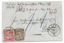 1877 - SUISSE - LETTRE CONTRE-REMBOURSEMENTde EGGIWYL TAXE 1.13 => LANGNAU - Lettres & Documents