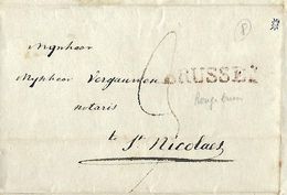 Lettre Expédiée De Bruxelles Le 18 Novembre 1823 Vers St. Nicolas - Griffe BRUSSEL Rouge Brun (Nic 011) - 1815-1830 (Dutch Period)