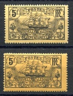 RC 17835 Nelle CALÉDONIE COTE 26€ N° 104 VOILIER DEUX TEINTES JAUNES DIFFERENTES NEUF *TB  MH VF - Unused Stamps