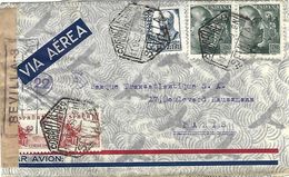 Espana Spain 1939 Sevilla Anglo-South American Bank Censura Censor Banque Transatlantique Paris - Marques De Censures Nationalistes