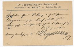 REICH / GERMANIA - 1911 - CARTE ENTIER Mi.P90 Avec REPIQUAGE PRIVE "Dr LEOPOLD MAYER" à MAINZ - Cartoline