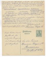 REICH / GERMANIA - 1913 - CP ENTIER Mi.P92 Avec REPONSE PAYEE + REPIQUAGE PRIVE "FIRMA HERMANN KLAGES" à BREMEN - Cartoline